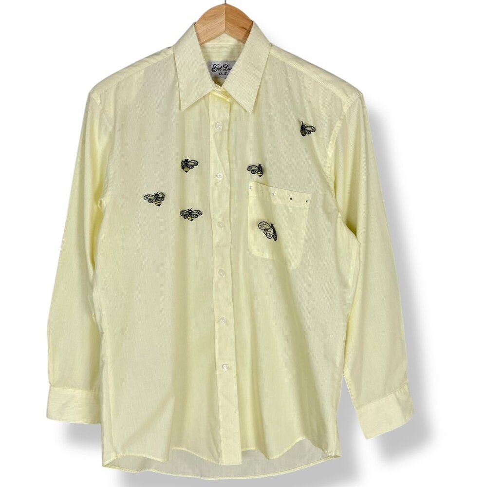 Bee Shirt Yellow Striped Women's Top Insect Gardener Eclectic Size Medium Blouse